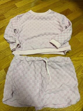 Limeapple Light Pink Checker Knit Set